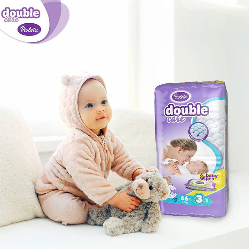 Violeta® Plenice Air Dry 4 Maxi (7-18kg) Jumbo 60 + Darilo Baby vlažni robčki Violeta