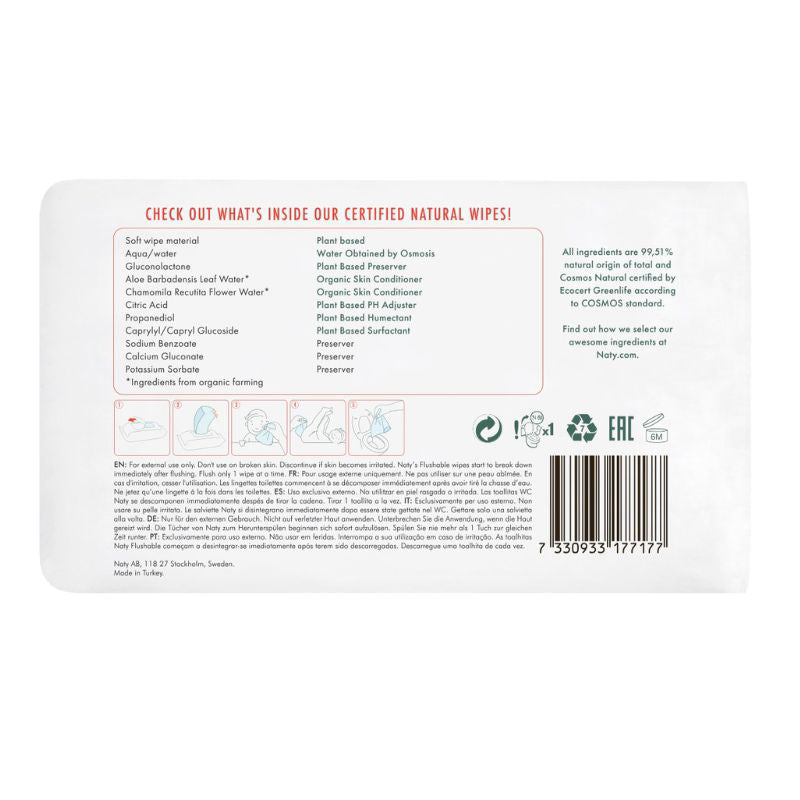 Eco by Naty® Vlažilni robčki Flushable 3x56 Eco by Naty