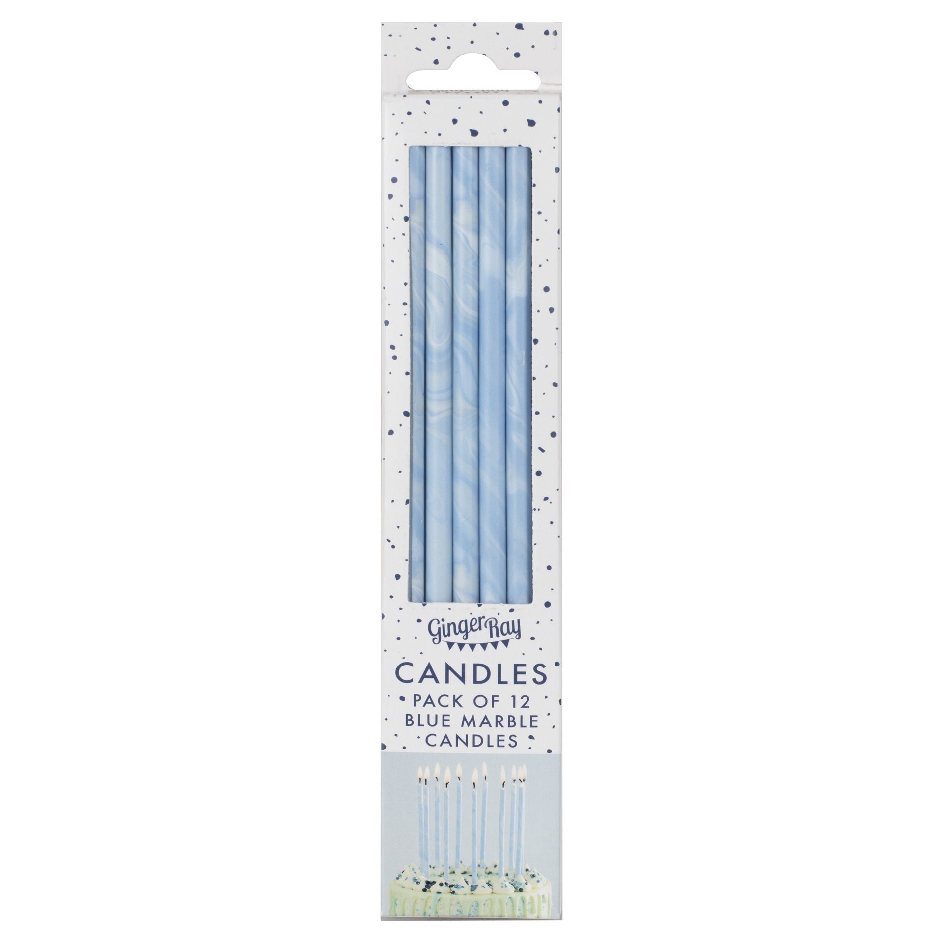 Ginger Ray® Visoke svečke Blue Marble 12 kosov Ginger Ray