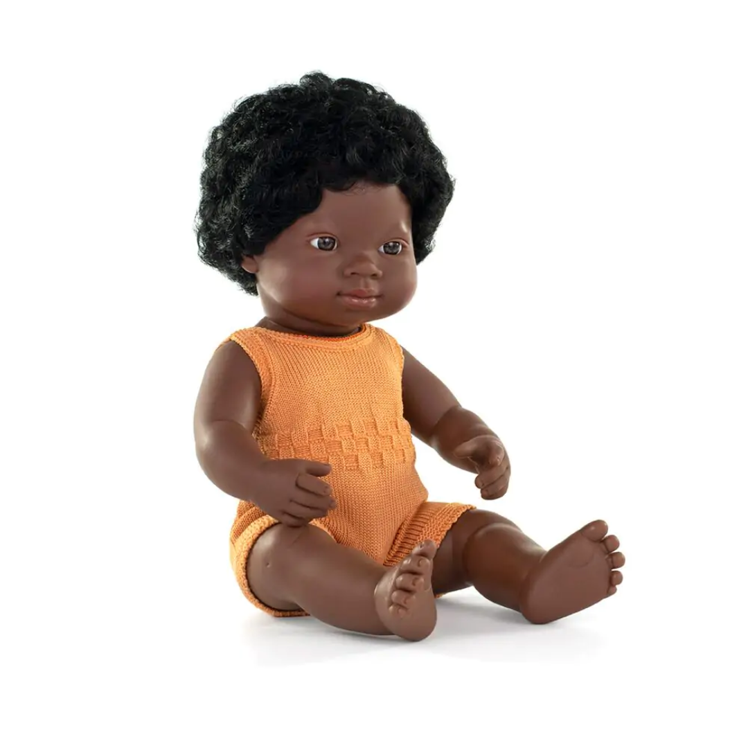Miniland® Dojenček African Boy 38cm Colourful Miniland