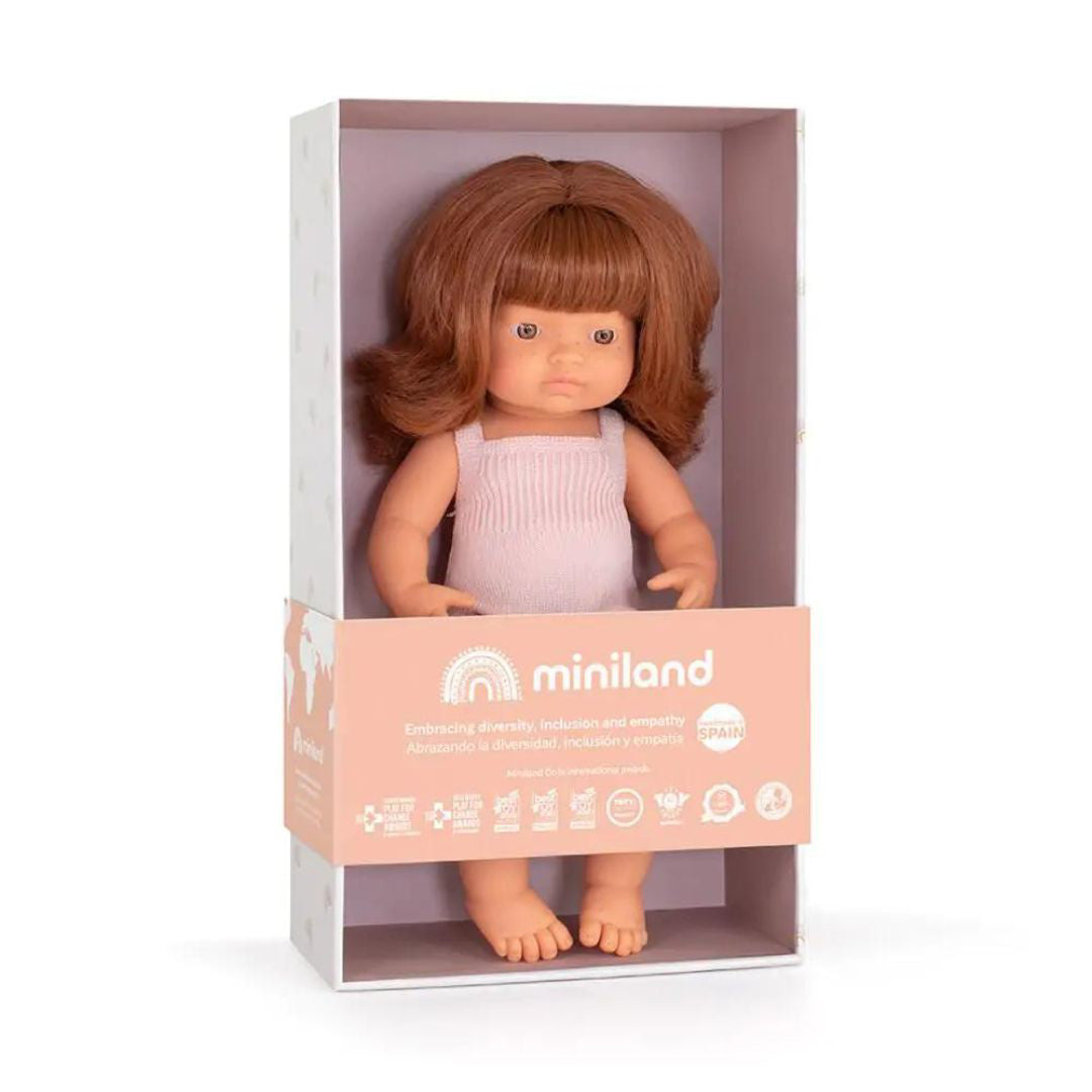 Miniland® Punčka Redhead Girl 38cm Colourful Miniland