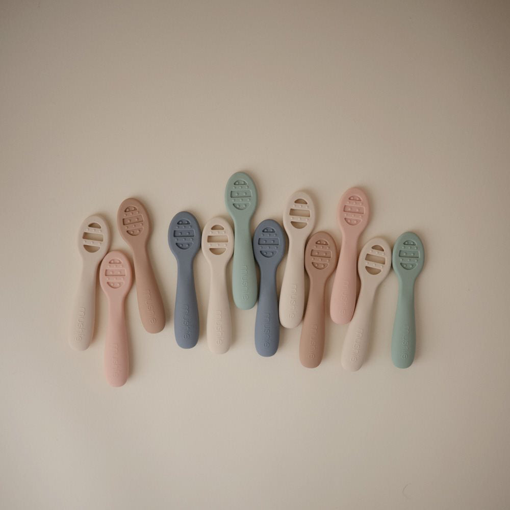 Mushie® Silikonske žličke za hranjenje Blush/Shifting Sand Mushie