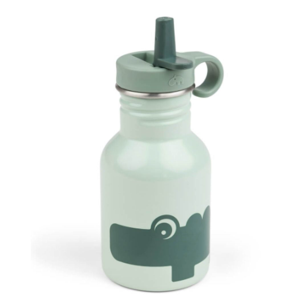 Done by Deer® Kovinska steklenička s slamico Croco Green 350 ml Done by Deer