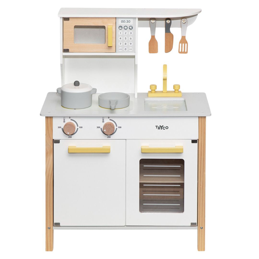 Tryco® Otroška lesena kuhinja z dodatki White/Gold Tryco