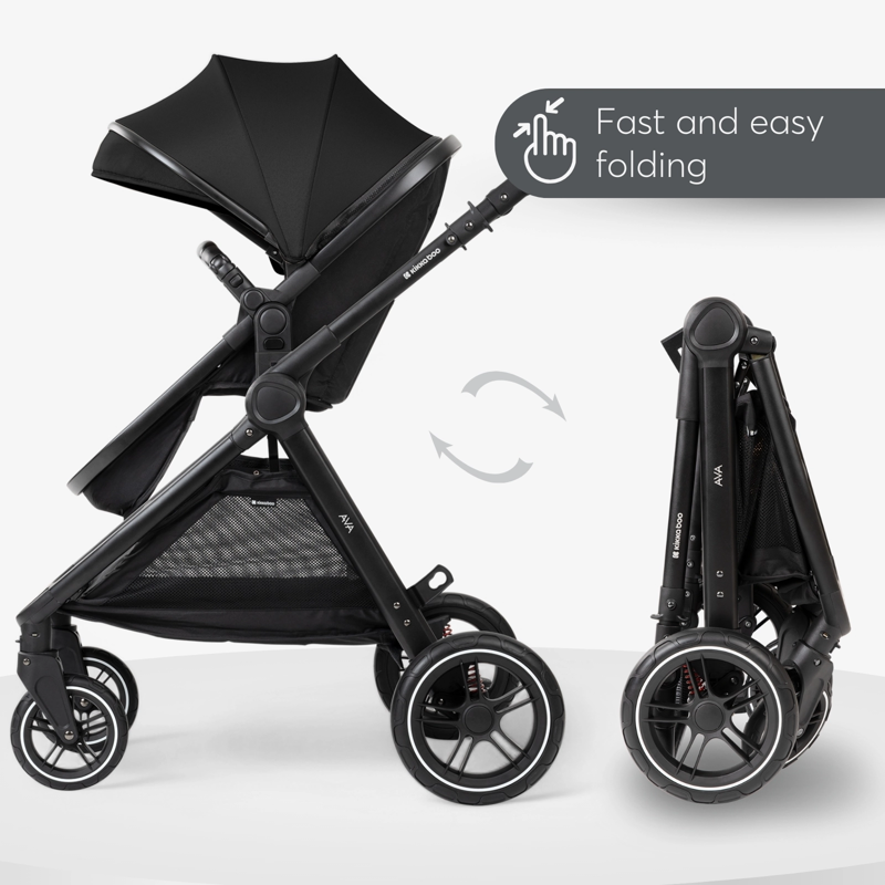 KikkaBoo® Otroški voziček s košaro 3v1 Ava Black KikkaBoo