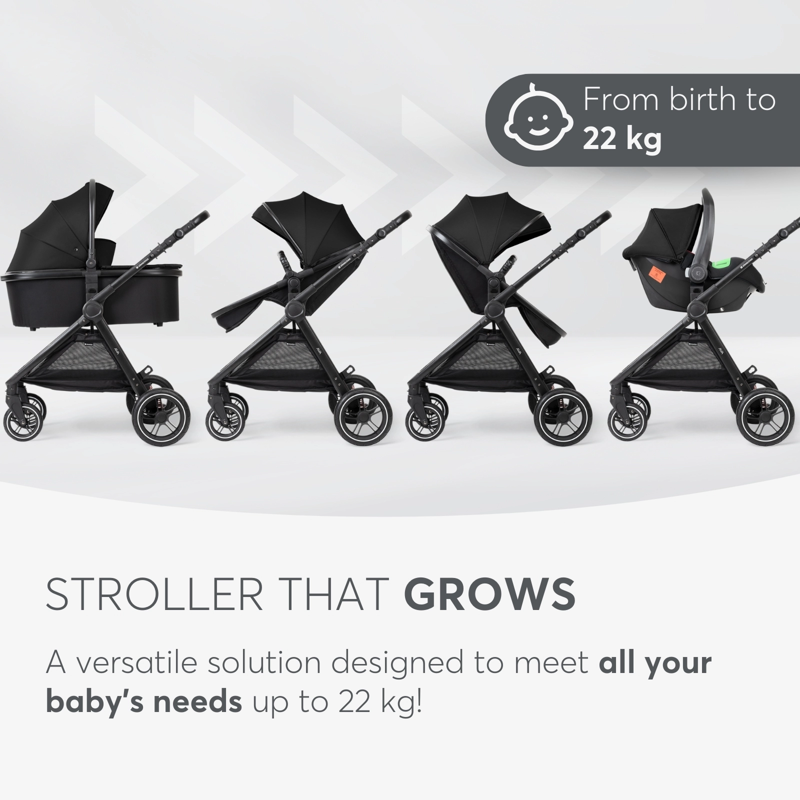 KikkaBoo® Otroški voziček s košaro 3v1 Ava Black KikkaBoo