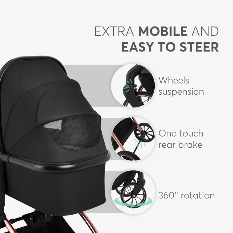 KikkaBoo® Otroški voziček s košaro 2v1 Kara Black KikkaBoo