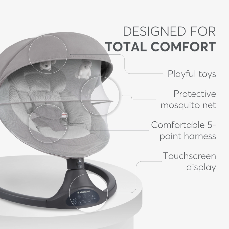 KikkaBoo® Električni gugalnik Codie Light Grey 2025 KikkaBoo
