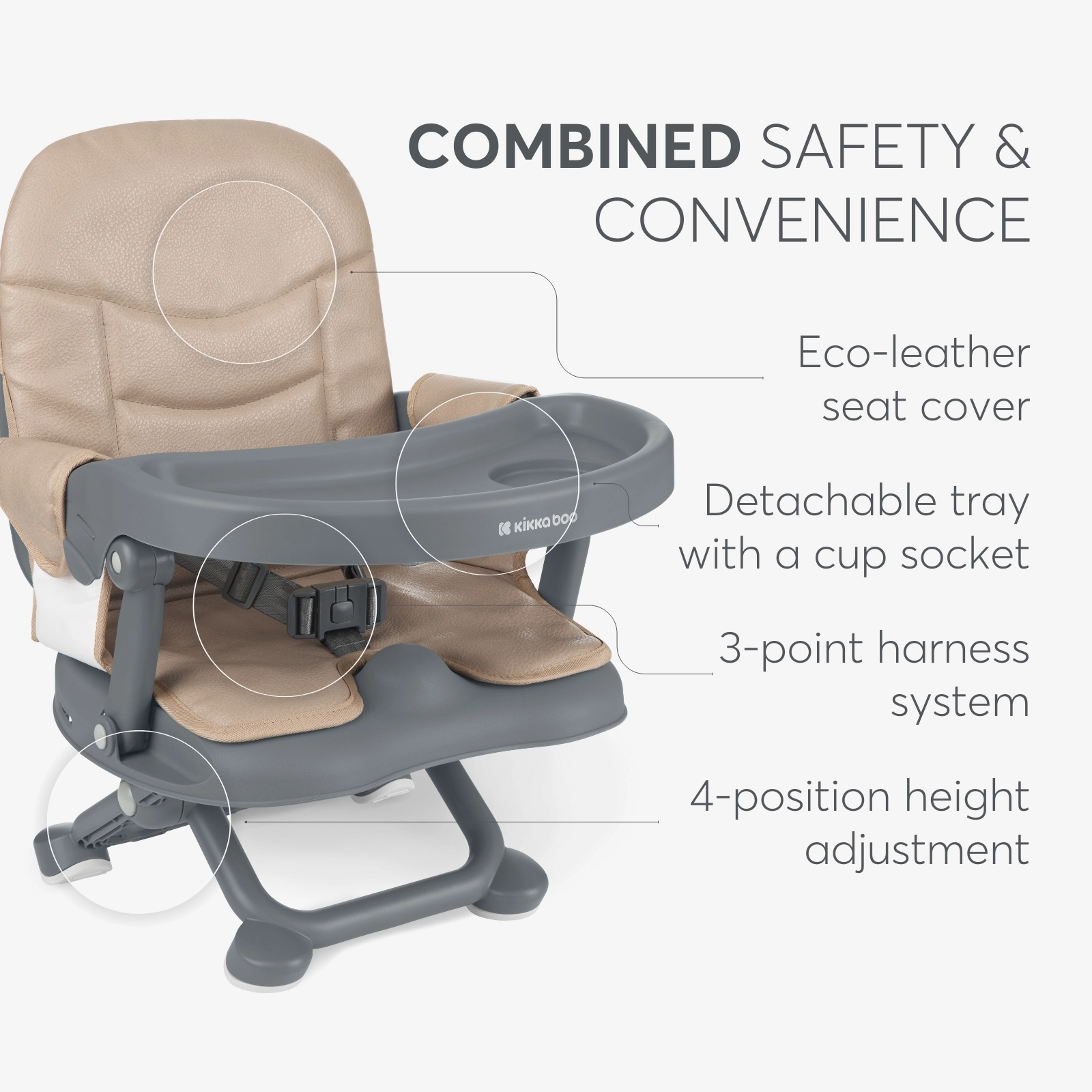 KikkaBoo® Prenosni stolček za hranjenje Pappo Beige KikkaBoo