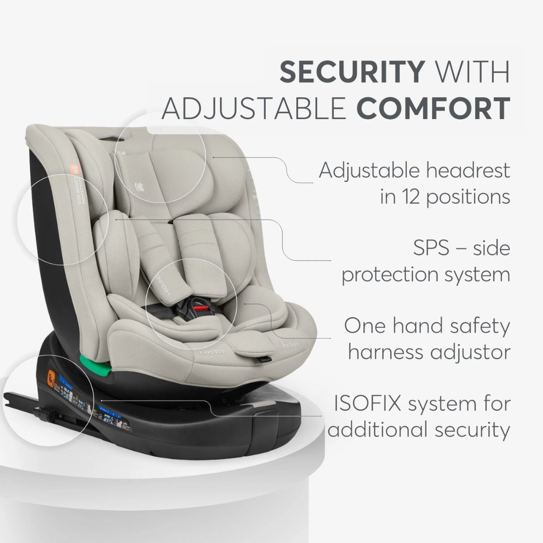 KikkaBoo® Otroški avtosedež 360 i-Round i-SIZE (40-150 cm) Light Grey KikkaBoo