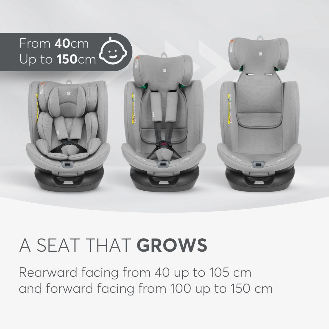 KikkaBoo® Otroški avtosedež 360 i-Roll i-SIZE (40-150 cm) Light Grey KikkaBoo
