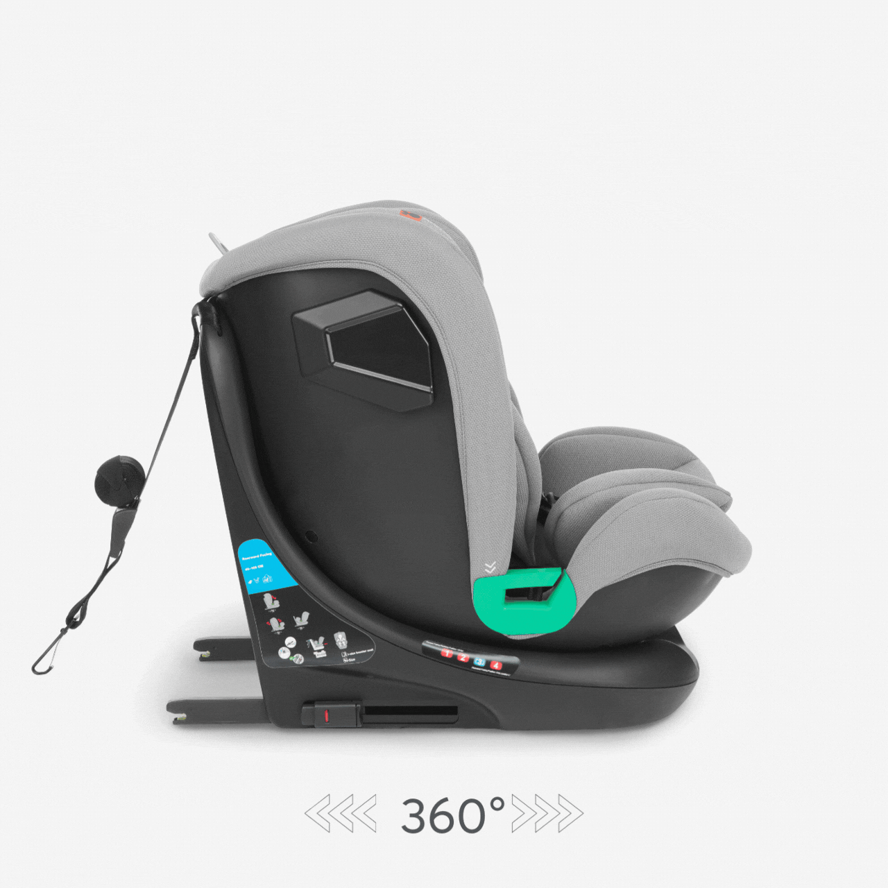 KikkaBoo® Otroški avtosedež 360 i-Roll i-SIZE (40-150 cm) Light Grey KikkaBoo