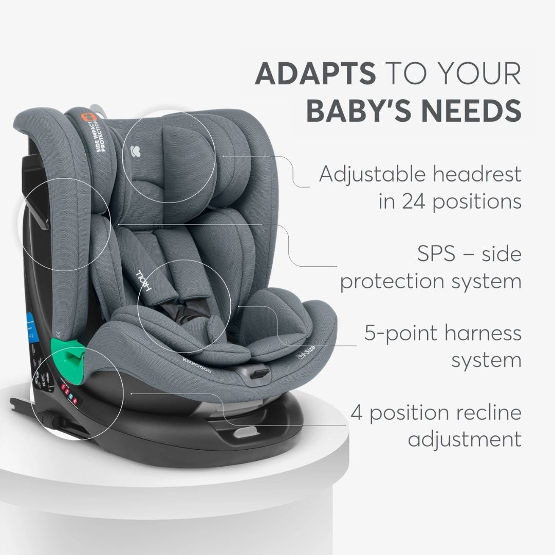 KikkaBoo® Otroški avtosedež 360 i-Roll i-SIZE (40-150 cm) Dark Grey KikkaBoo