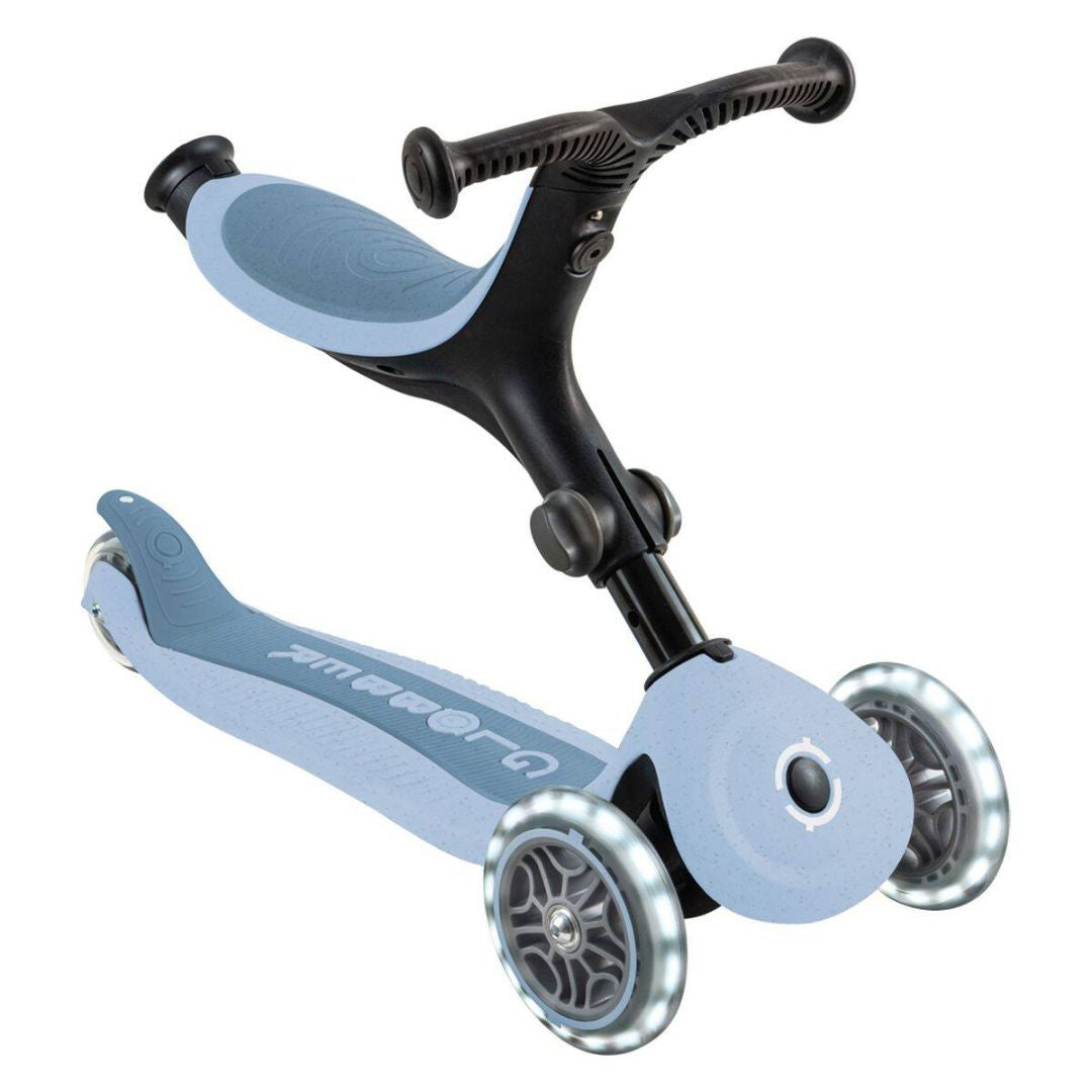 Globber® Zložljivi otroški skiro GO UP Active ECO s svetlečimi kolesi Blueberry Globber