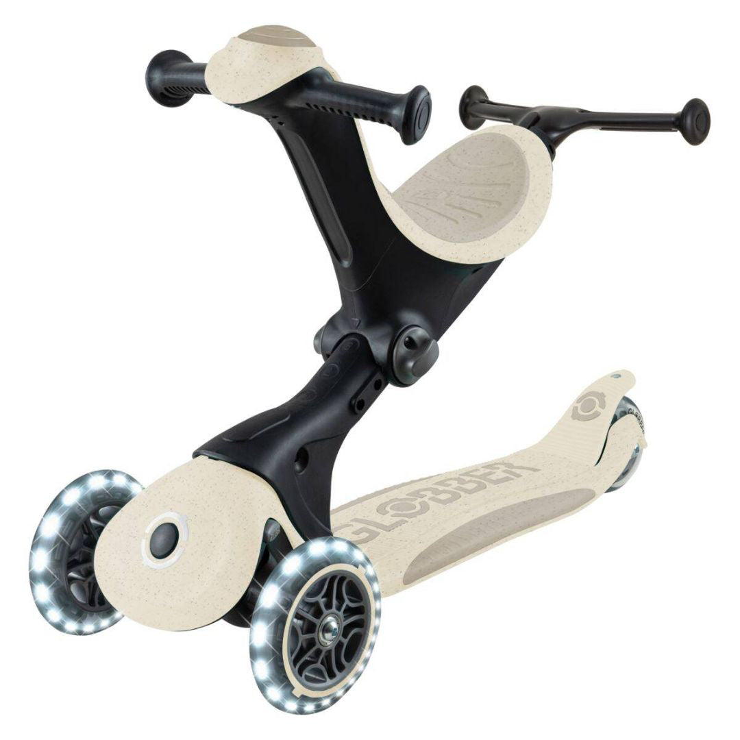 Globber® Zložljivi otroški skiro GO UP deluxe 360° s svetlečimi kolesi Taupe Globber