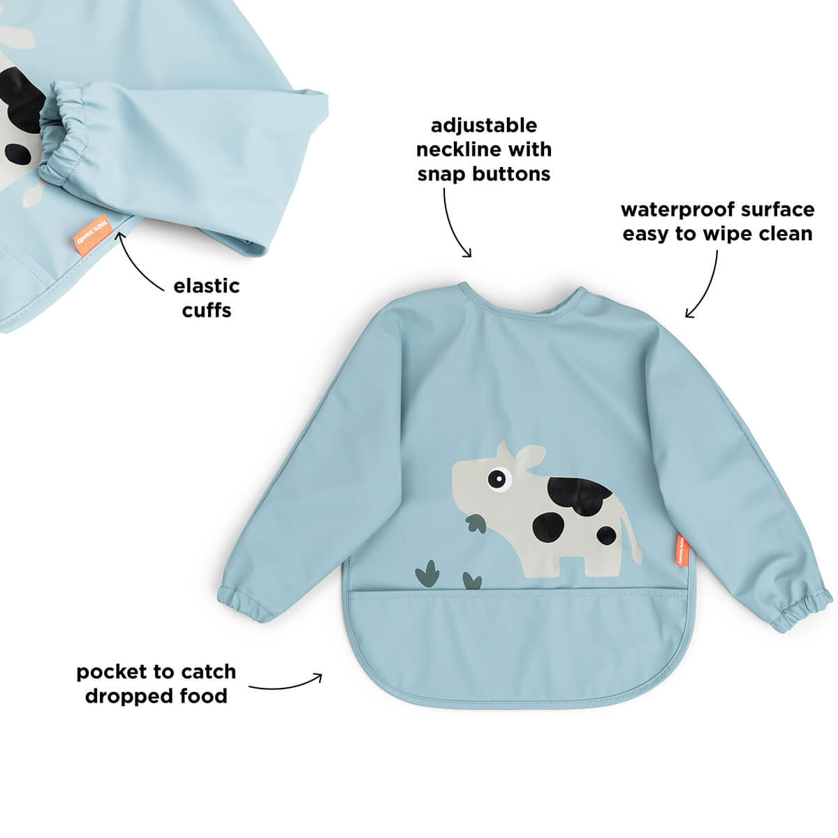 Done by Deer® Slinček z rokavi Tiny Farm Blue Done by Deer