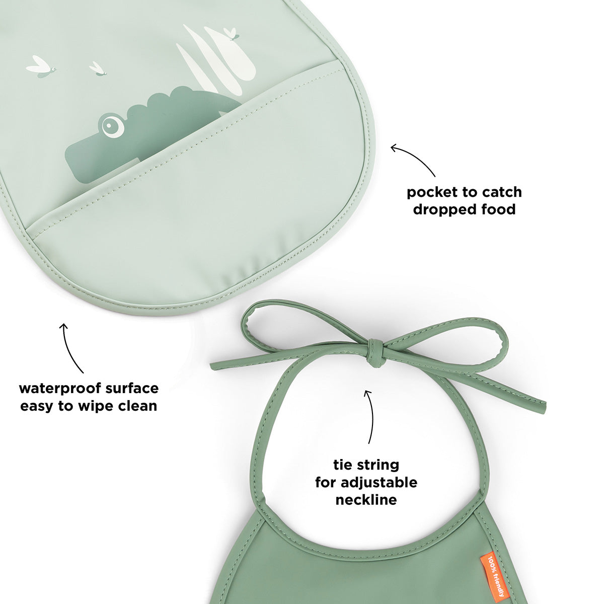 Done by Deer® Komplet 2 mini slinčkov Croco Green Done by Deer