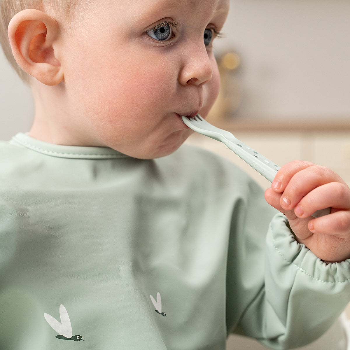 Done by Deer® Jedilni pribor Foodie Happy Dots Green Done by Deer