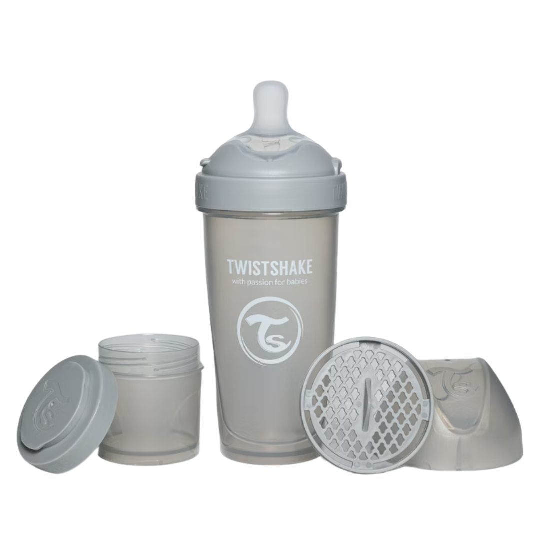 Twistshake® Steklenička PRO Double Anti-Colic 330ml Pastel Grey Twistshake