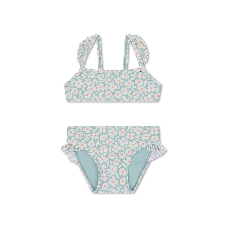 Swim Essentials® Otroške bikini kopalke Green Flowers 98 104 Swim Essentials