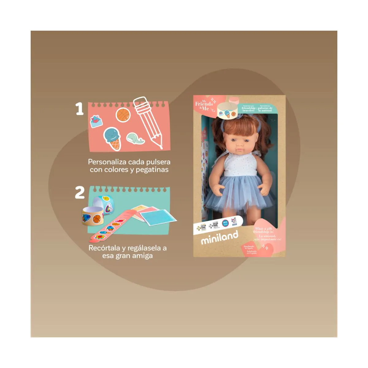 Miniland® Punčka Caucasian Redhead Girl 38cm My Friends & Me Miniland