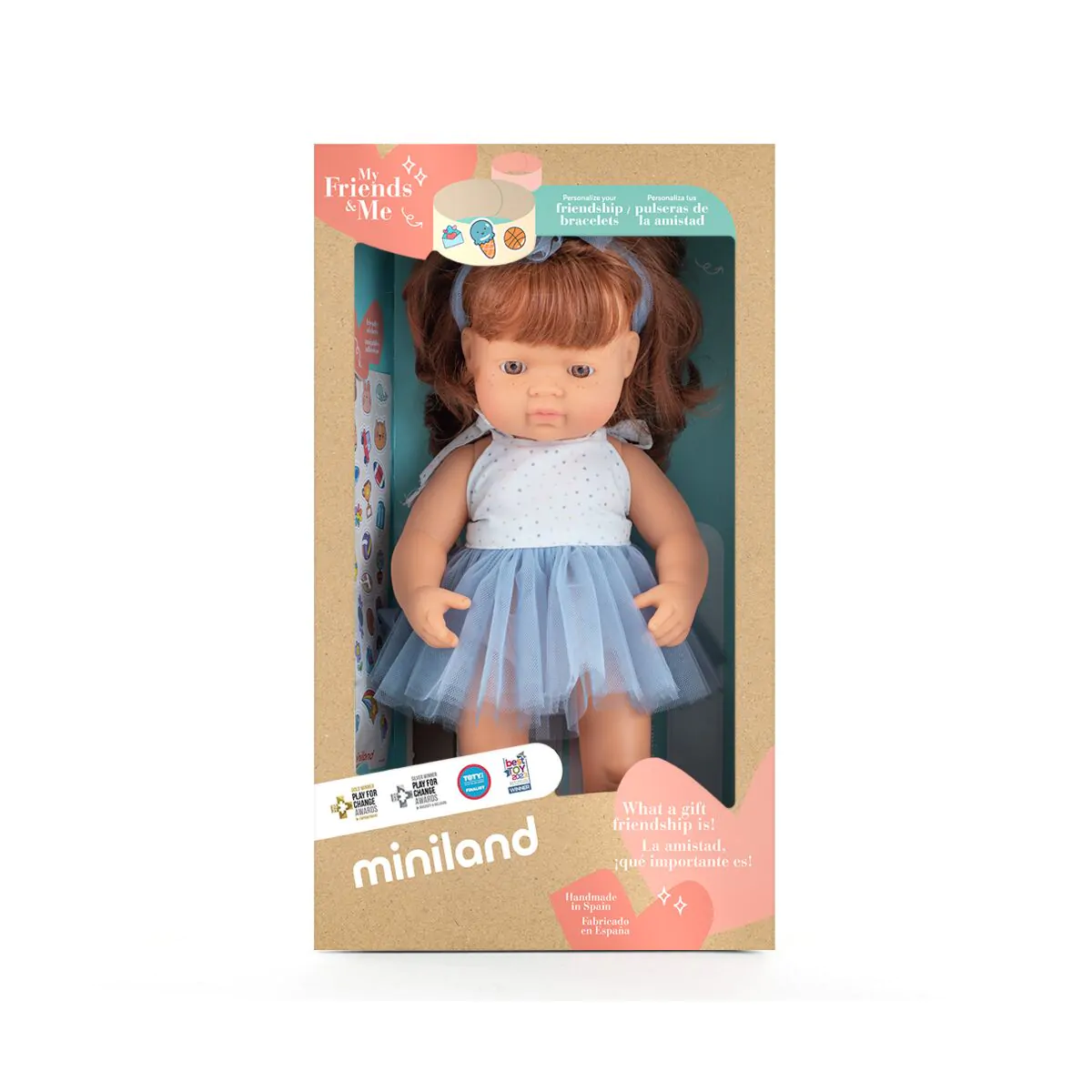 Miniland® Punčka Caucasian Redhead Girl 38cm My Friends & Me Miniland