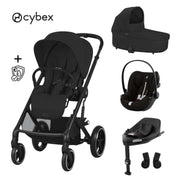 Cybex® Otroški voziček 4v1 Balios S Lux + Avtosedež Cloud G + IsoFix baza G Moon Black (+ Rain cover) Cybex