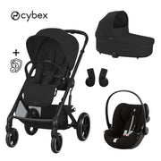 Cybex® Otroški voziček 3v1 Balios S Lux + Avtosedež Cloud G Moon Black (+ Rain cover) Cybex