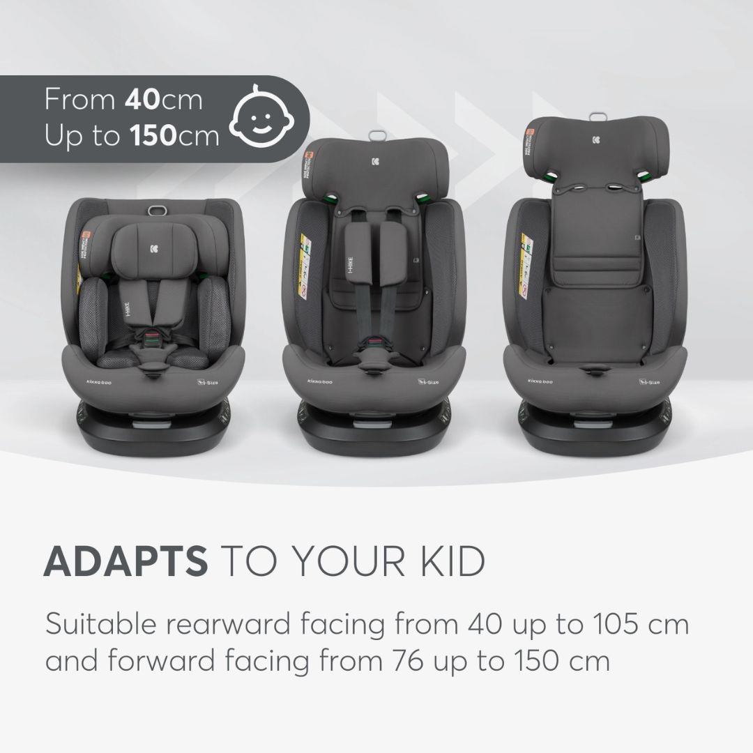 KikkaBoo® Otroški avtosedež 360° i-Hike i-SIZE (40-150 cm) Dark Grey 2025 KikkaBoo