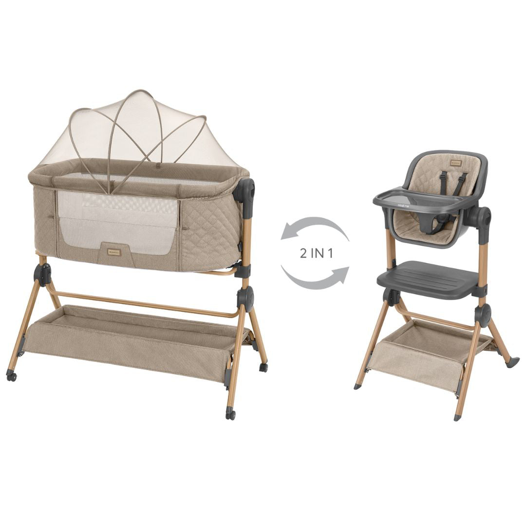 KikkaBoo® Obposteljna posteljica in stolček za hranjenje 2v1 Sleat Me Beige KikkaBoo