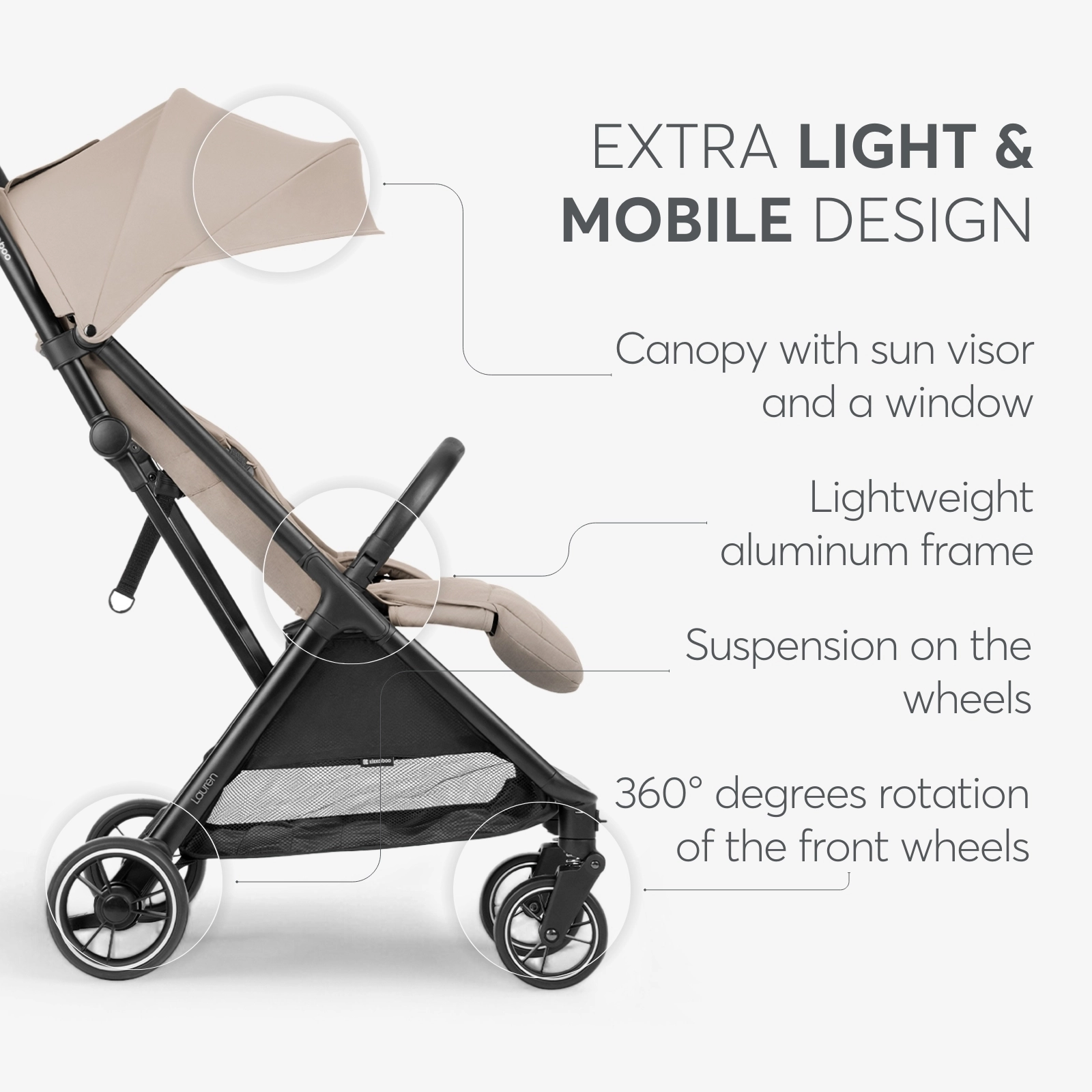KikkaBoo® Otroški voziček Lauren Beige 2025 KikkaBoo