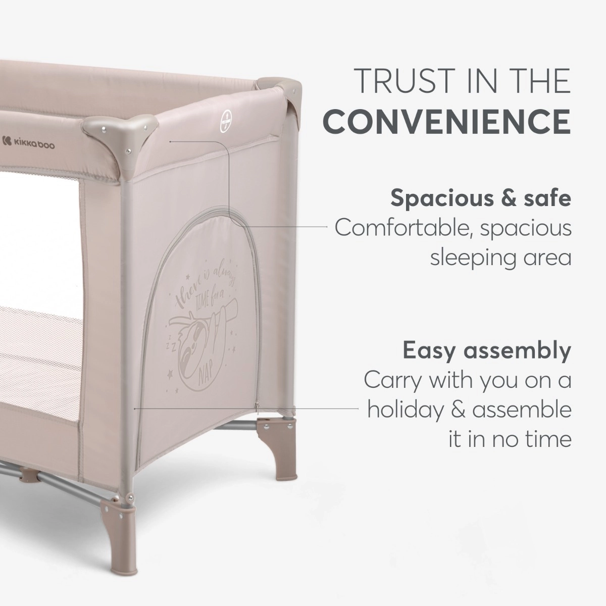 KikkaBoo® Prenosna posteljica 1 level 125x65 So Gifted Beige KikkaBoo