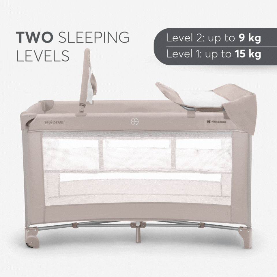 KikkaBoo® Prenosna posteljica 2 levels 125x65 So Gifted PLUS Beige KikkaBoo