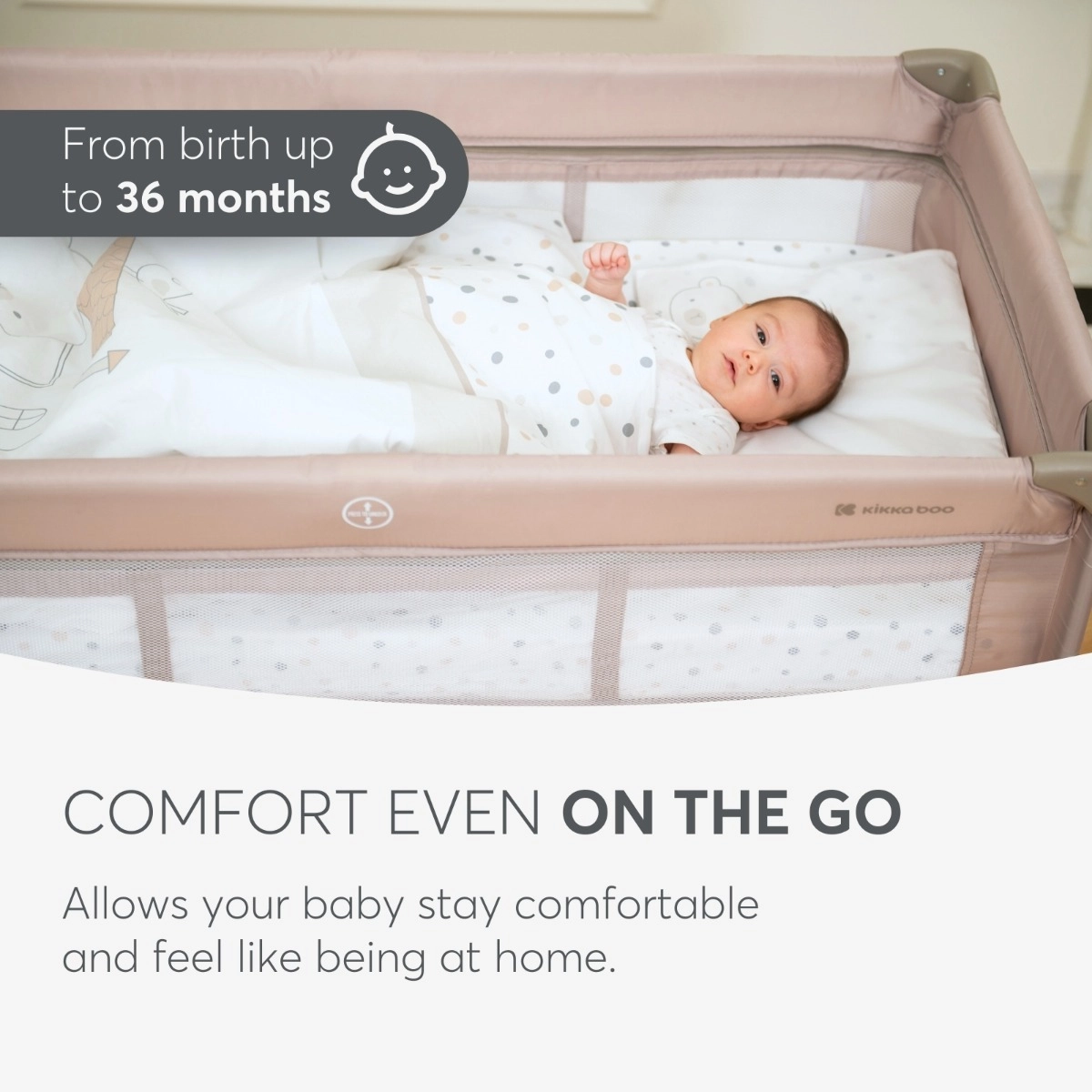 KikkaBoo® Prenosna posteljica 2 levels 125x65 So Gifted PLUS Beige KikkaBoo