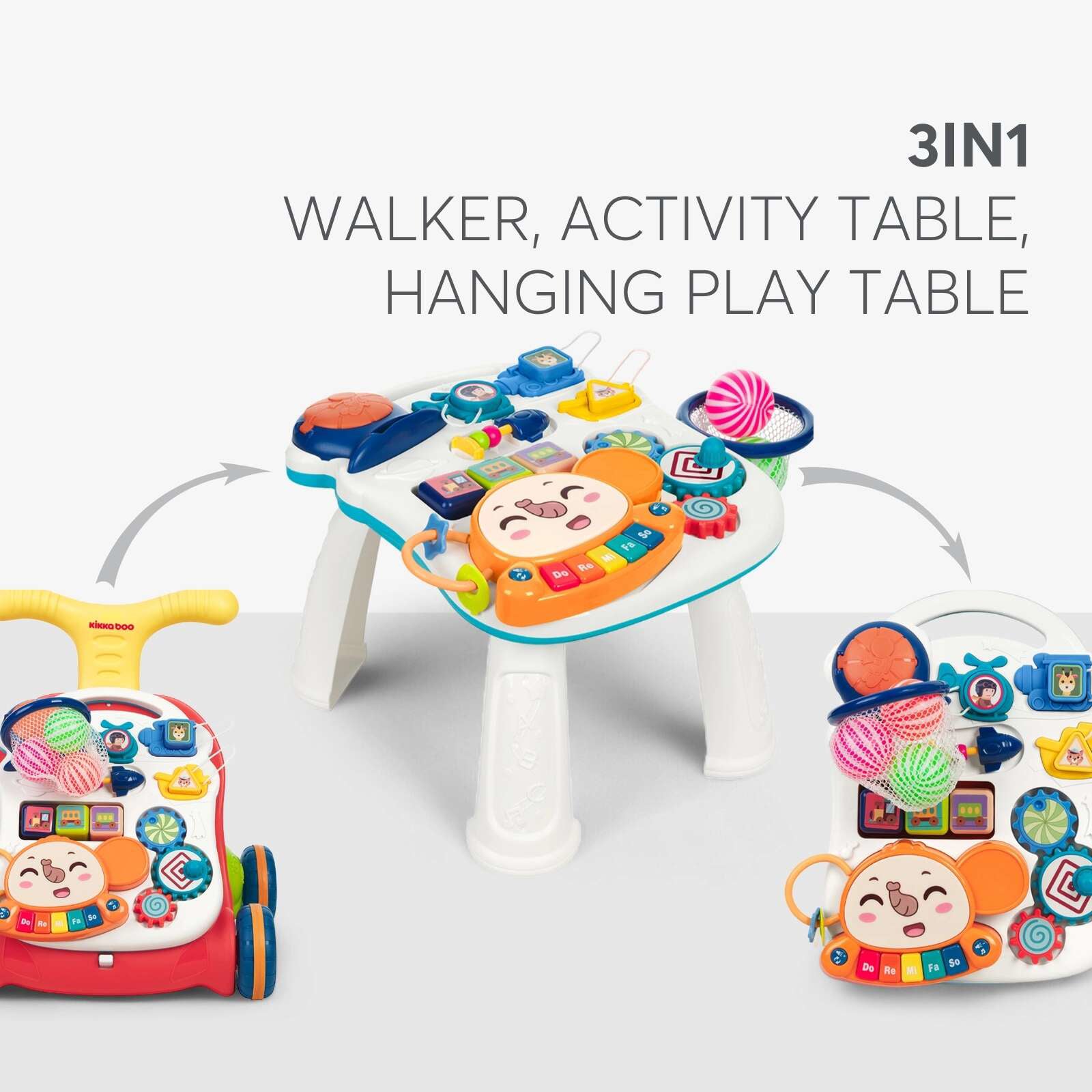 KikkaBoo® Aktivnostni voziček 3v1 Play & Grow Red KikkaBoo