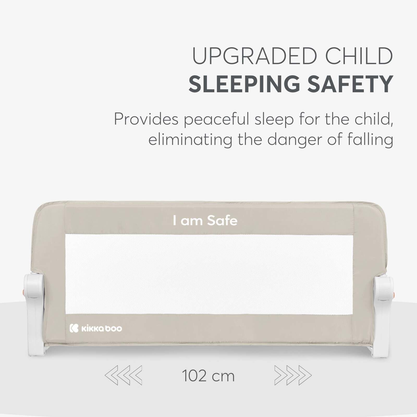 KikkaBoo® Posteljno varovalo I am Safe 102cm Beige KikkaBoo