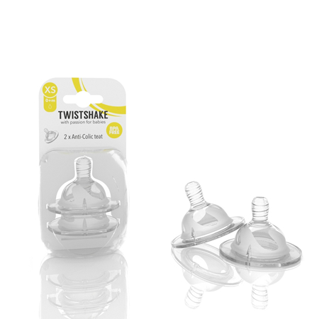 Slika Twistshake® 2x Cucelj Anti-Colic za stekleničko - XS (0 M +)