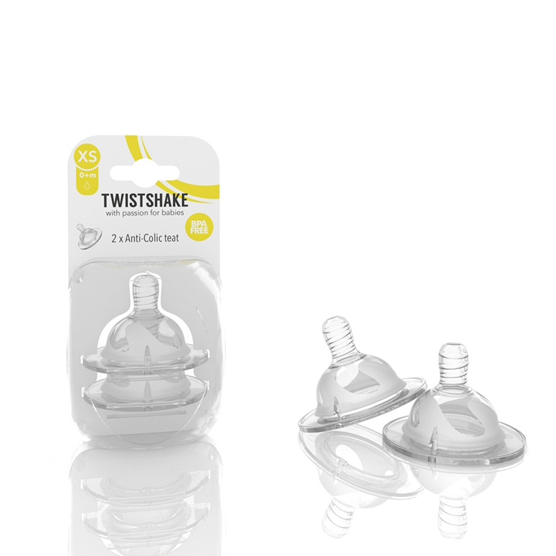 Twistshake® 2x Cucelj Anti-Colic za stekleničko XS (0 M +)