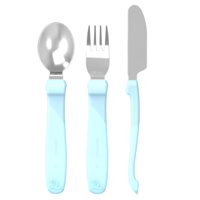 Twistshake® Jedilni pribor z nerjavečim jeklom (12+m) Pastel Blue