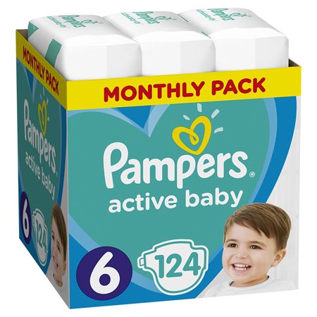 Slika Pampers® Pleničke Active Baby Dry MP vel. 6 (13-18 kg) 124 kosov