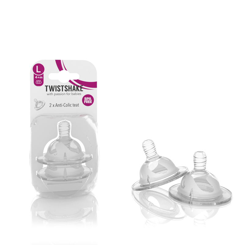 Twistshake® 2x Cucelj Anti-Colic za stekleničko - L (4 M +)