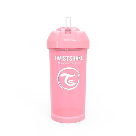 Slika Twistshake® Lonček s slamico 360ml (12+m) - Pastel Pink
