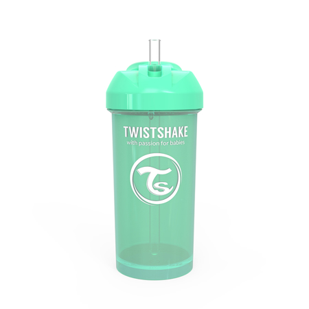 Slika Twistshake® Lonček s slamico 360ml (12+m) - Pastel Green