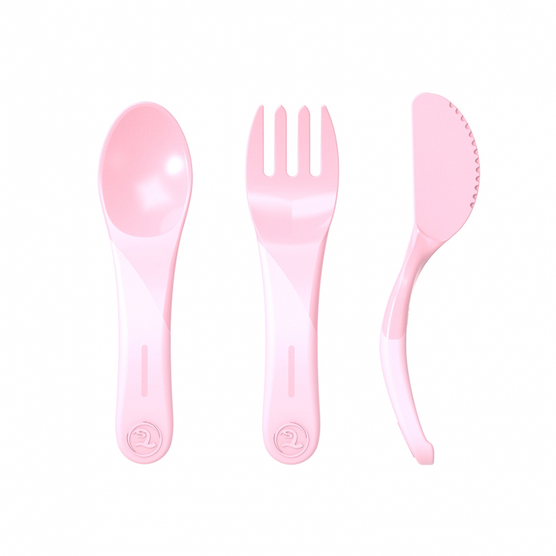 Twistshake® Začetni jedilni pribor (6+m) - Pastel Pink