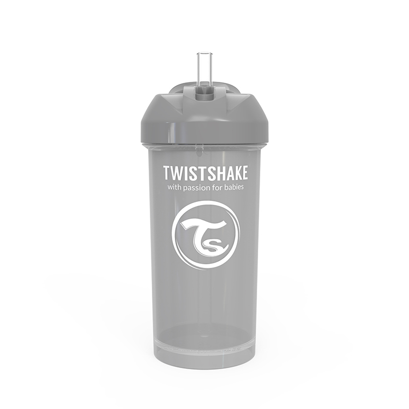 Twistshake® Lonček s slamico 360ml (12+m) - Pastel Grey