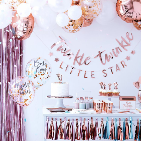 Picture of Ginger Ray® Pink Baby Girl Confetti Balloons Twinkle Twinkle