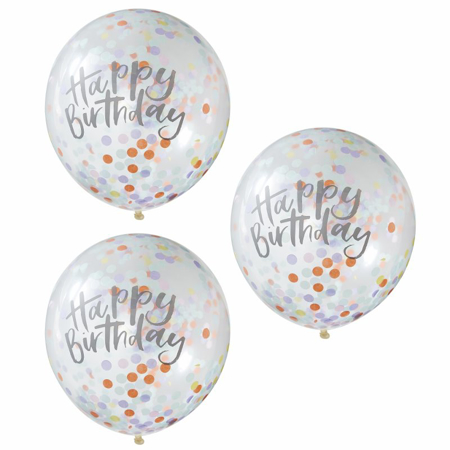 Ginger Ray® Happy Birthday Baloni s konfeti 5 kosov