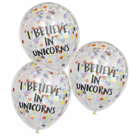 Ginger Ray® I Believe in Unicorns Baloni s konfeti 5 kosov