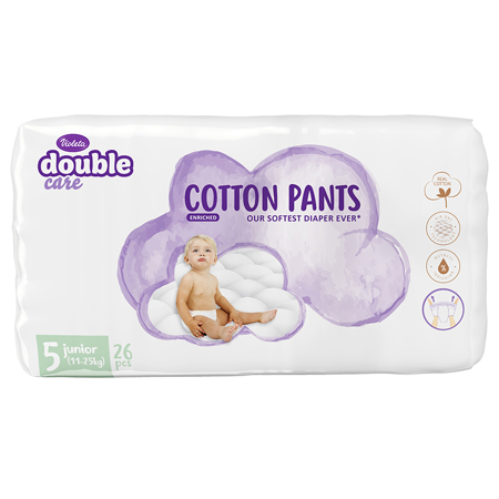 Slika Violeta® Hlačne plenice Cotton 5 Junior (11-25kg) 26 kosov