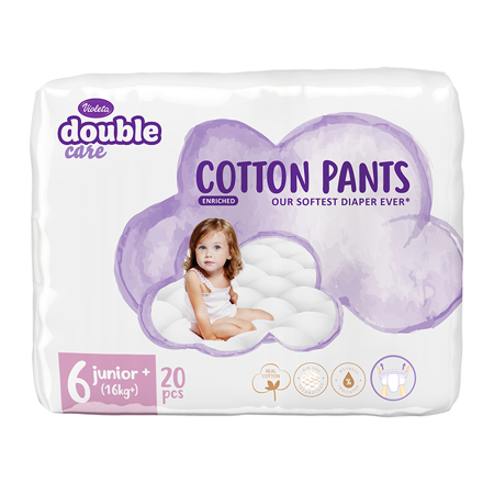 Slika Violeta® Hlačne plenice Cotton 6 Junior+ (16kg+) 20 kosov